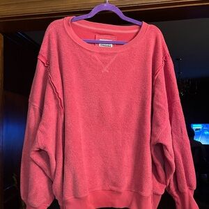 American Eagle Plush Crewneck Sweater in Coral Pink seriously huggable